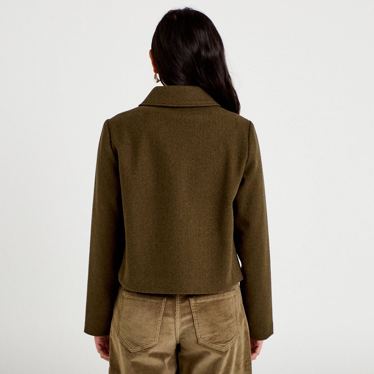 Veste zipp&eacute;e vert kaki femme