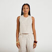 Blouse droite sans manches pliss&eacute;e creme femme