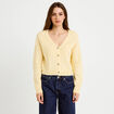 Gilet col v manches longues jaune clair femme