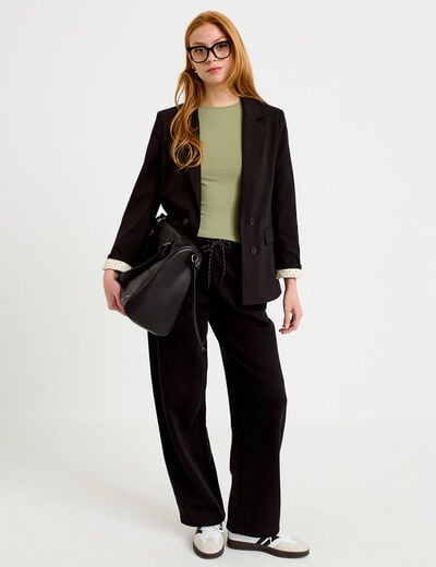 Blazer ajust&eacute; manches longues noir femme