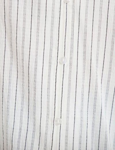 Blouse ample broderie manches 3/4 blanc femme