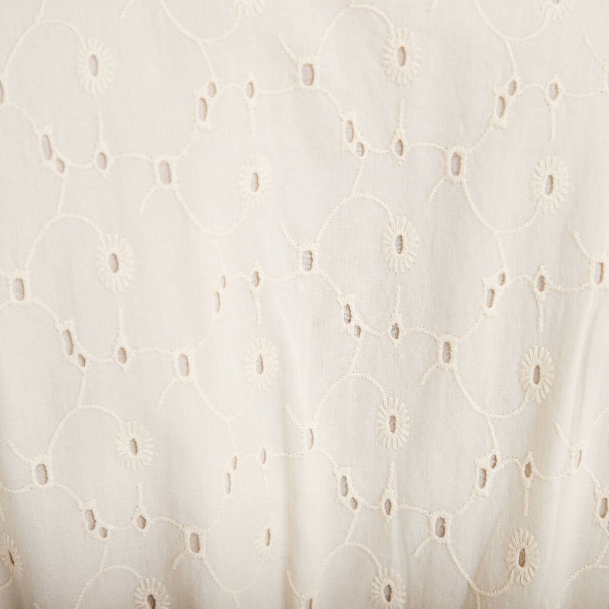 Robe courte &eacute;vas&eacute;e d&eacute;collet&eacute; brod&eacute;e ecru femme