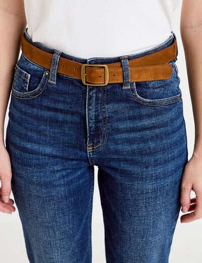 Jean bootcut avec ceinture amovible denim stone femme