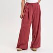 Pantalon large rouge fonc&eacute; femme