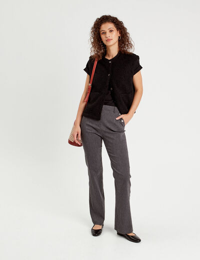Pantalon flare pont gris fonc&eacute; femme