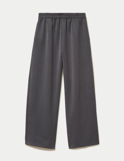 Pantalon large taille haute gris fonc&eacute; femme