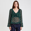 Blouse col V vert fonc&eacute; femme