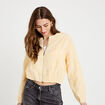 Veste cropped bas resserr&eacute; jaune clair femme