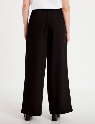 Pantalon large avec ceinture amovible noir femme