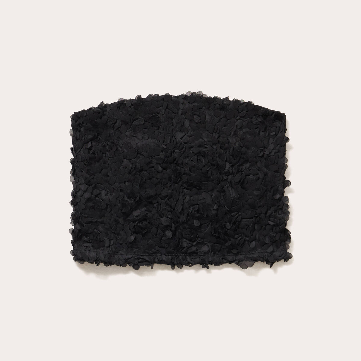 Bustier cropped fleurs en relief noir femme
