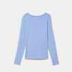 T-shirt uni &agrave; manches longues bleu ciel femme