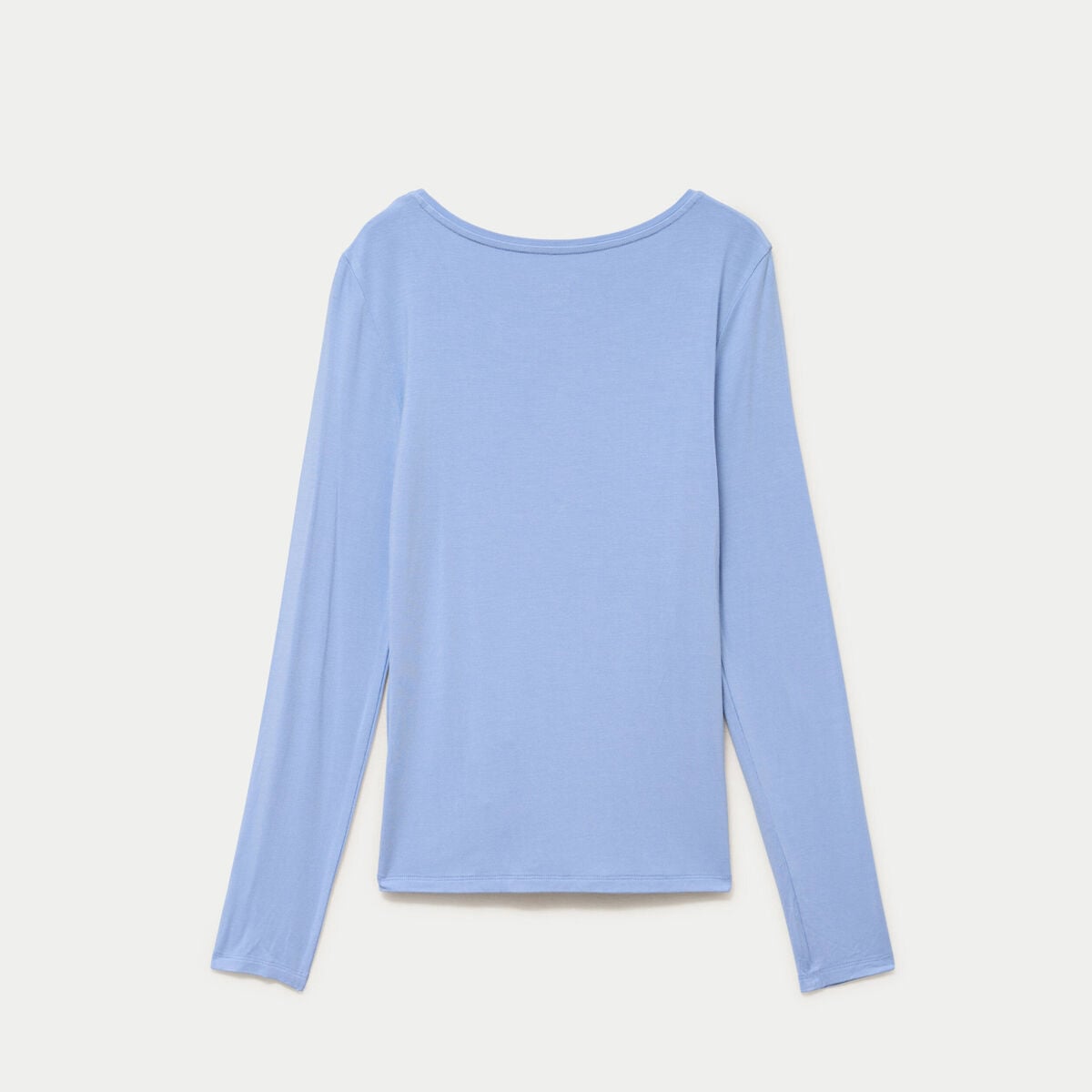 T-shirt uni &agrave; manches longues bleu ciel femme