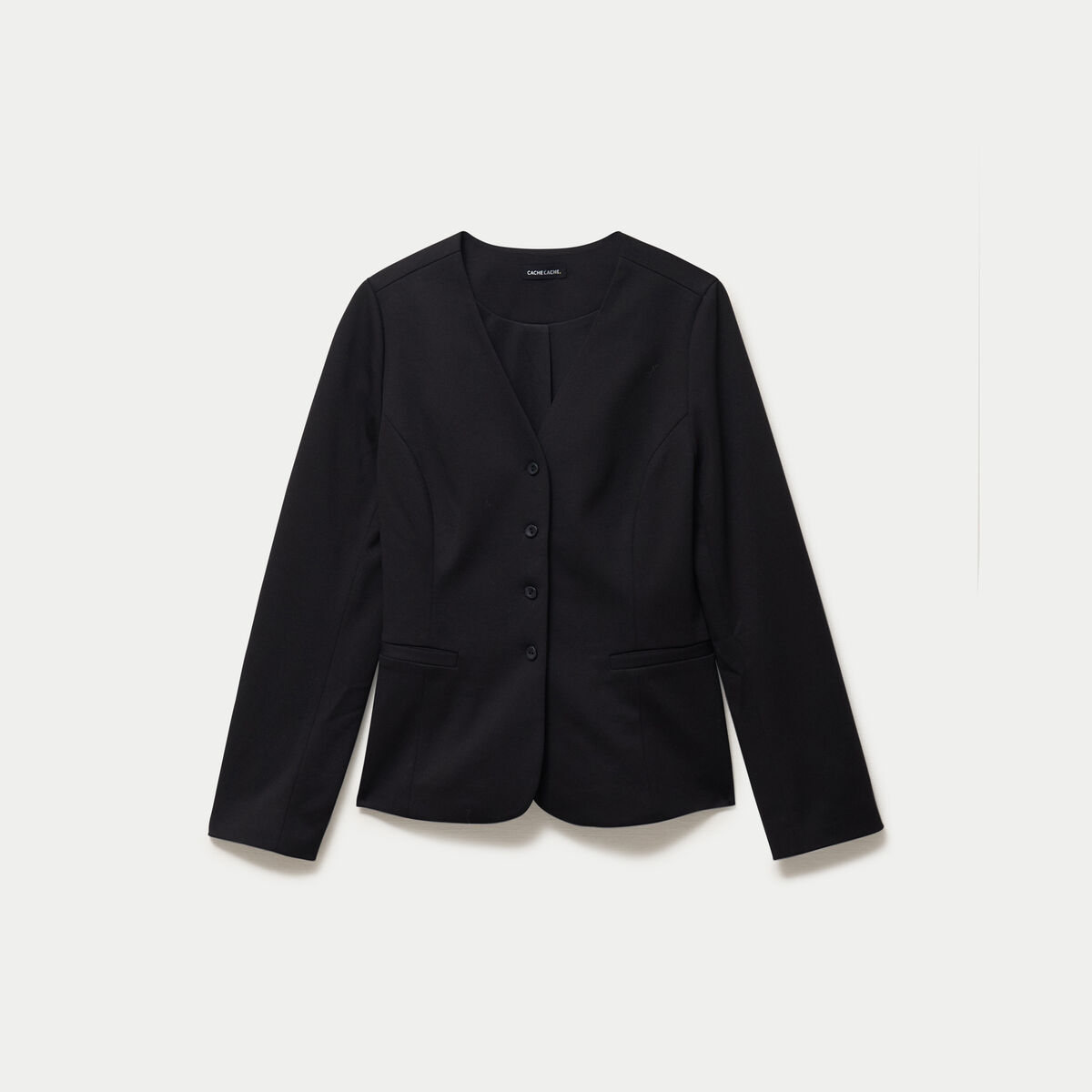 Blazer cintr&eacute; manches longues stretch noir femme