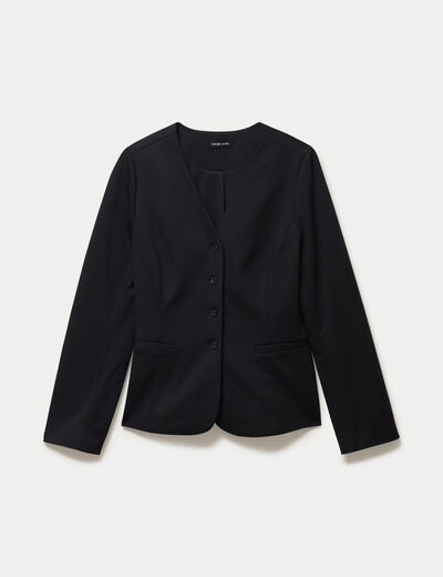 Blazer cintr&eacute; manches longues stretch noir femme