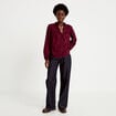 Blouse droite col rond manches longues bordeaux femme