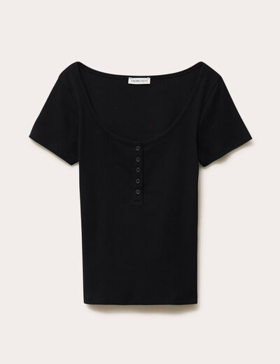 T-shirt c&ocirc;tel&eacute; noir femme