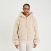 Veste bas resserr&eacute; &agrave; capuche ecru femme