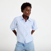 Chemise coupe ample manches 3/4 bleu femme