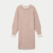 Robe pull ajust&eacute;e col rond dentelle taupe femme