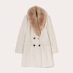 Manteau col fausse fourrure beige femme