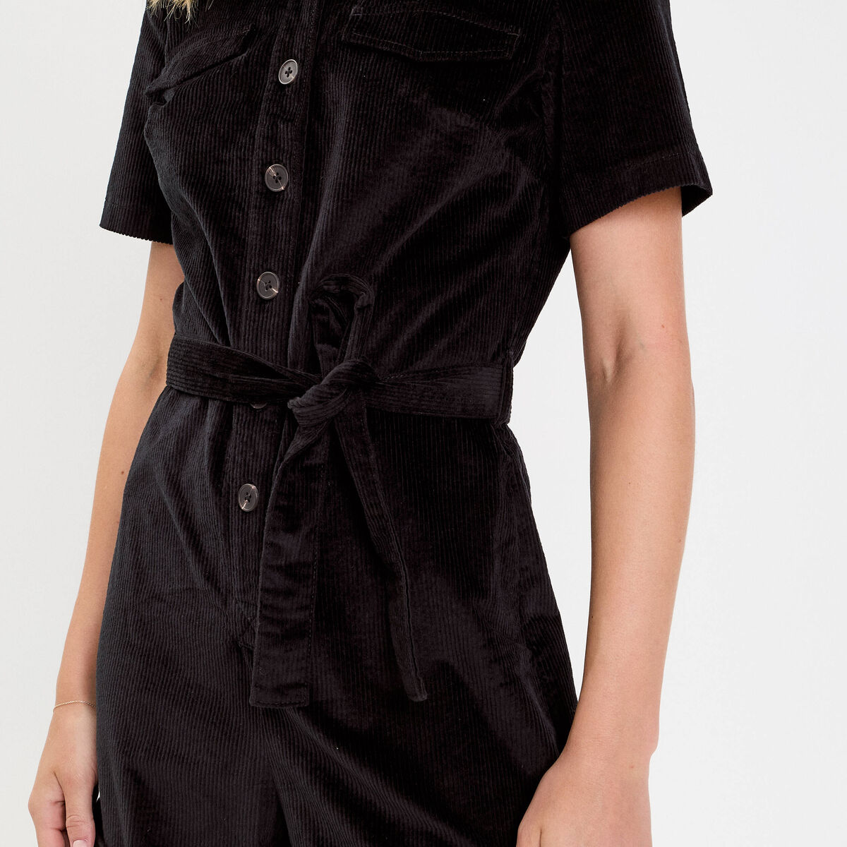 Combishort en velours noir femme