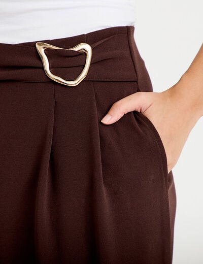 Pantalon bootcut avec ceinture marron fonc&eacute; femme