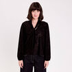 Blouse col lavalli&egrave;re noir femme
