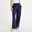 Pantalon large style jogging bleu marine femme