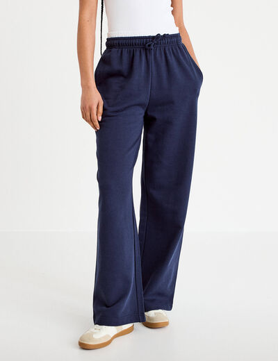 Pantalon large style jogging bleu marine femme