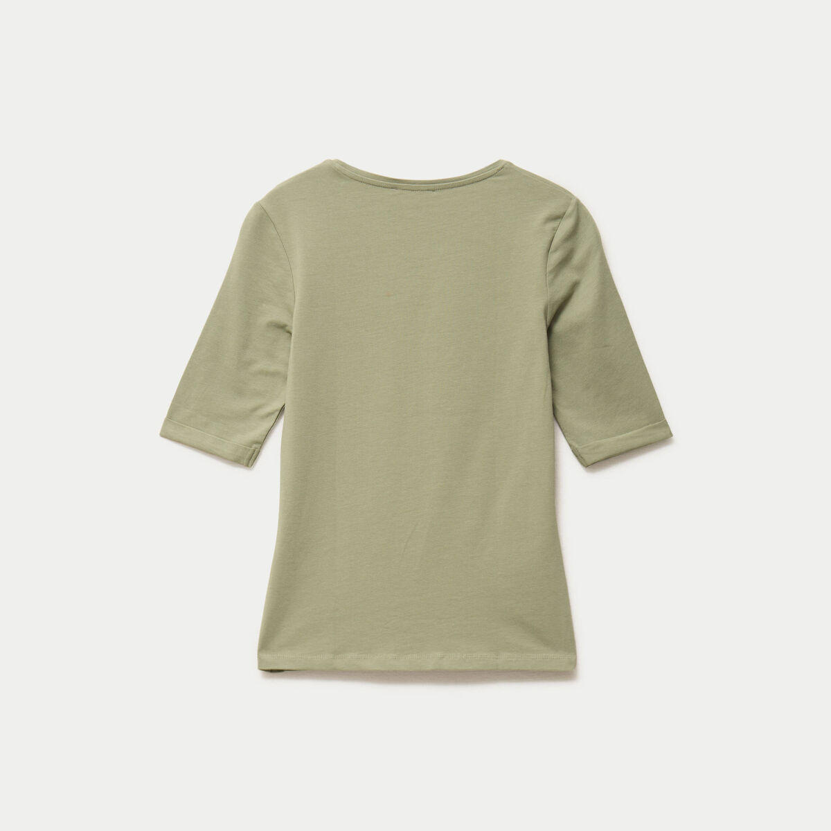 T-shirt ajust&eacute; col rond manches courtes vert kaki femme