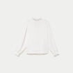 Blouse droite col v manches longues ecru femme