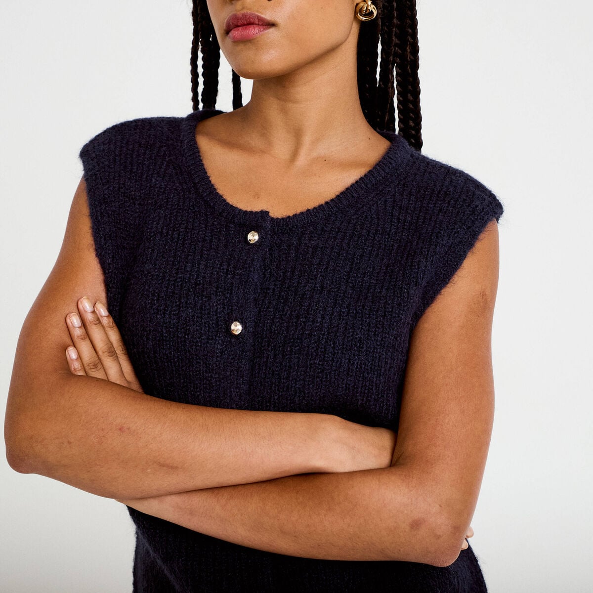 Gilet sans manches bleu marine femme