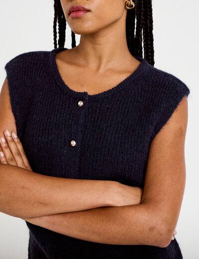 Gilet sans manches bleu marine femme