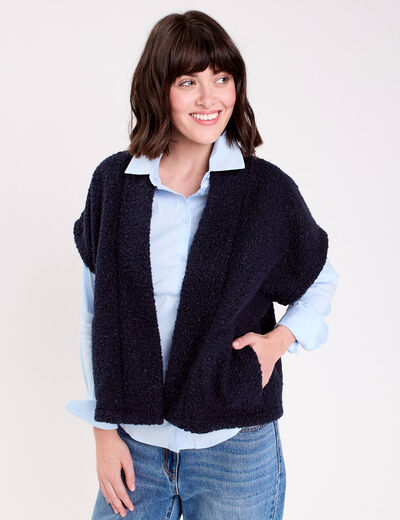 Gilet polaire manches courtes bleu marine femme