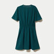 Robe courte &eacute;vas&eacute;e col v manches courtes vert fonc&eacute; femme