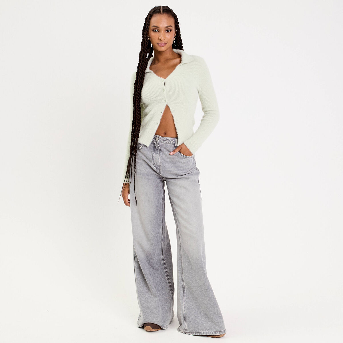 Gilet coupe ajust&eacute;e vert pastel femme