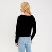 Pull fin col rond manches longues noir femme