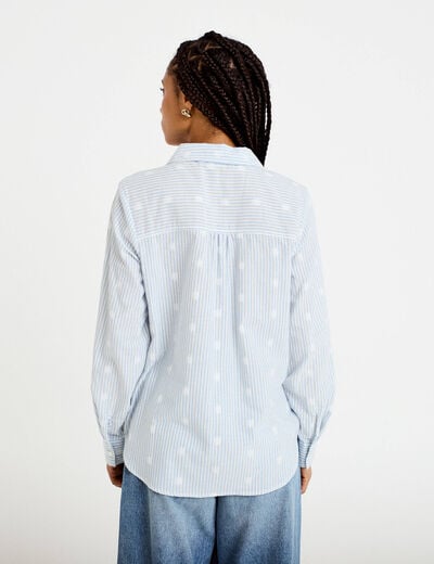 Chemise droite manches longues bleu clair femme