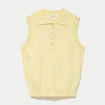 Polo sans manches col chemise brod&eacute; jaune clair femme