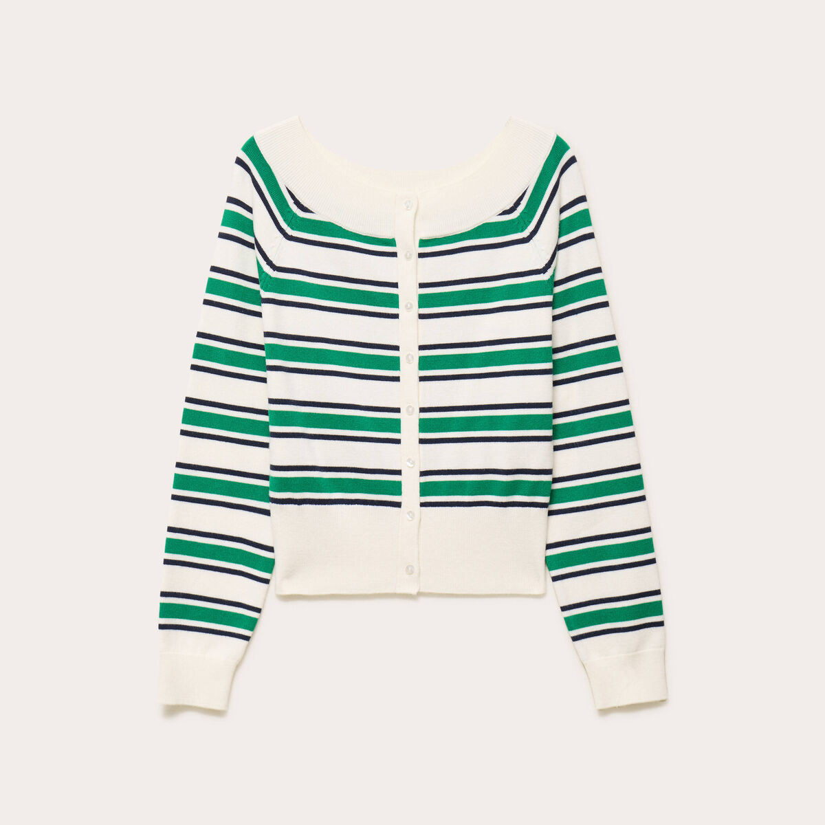 Gilet col bateau vert femme