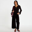 Blouse ajust&eacute;e col v manches longues noir femme
