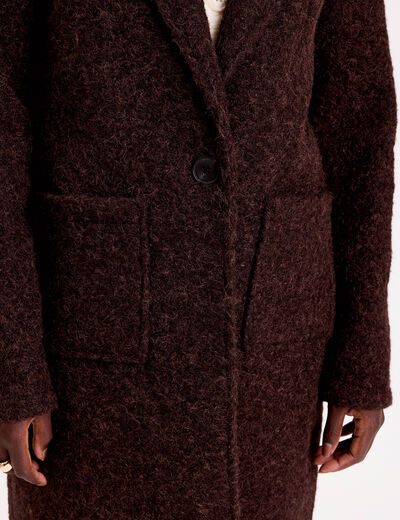 Manteau bouclette marron fonc&eacute; femme