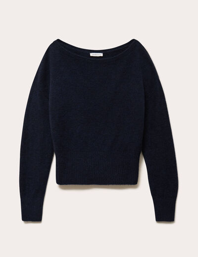 Pull col bateau bleu marine femme