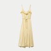 Robe longue &eacute;vas&eacute;e col v bretelles jaune clair femme