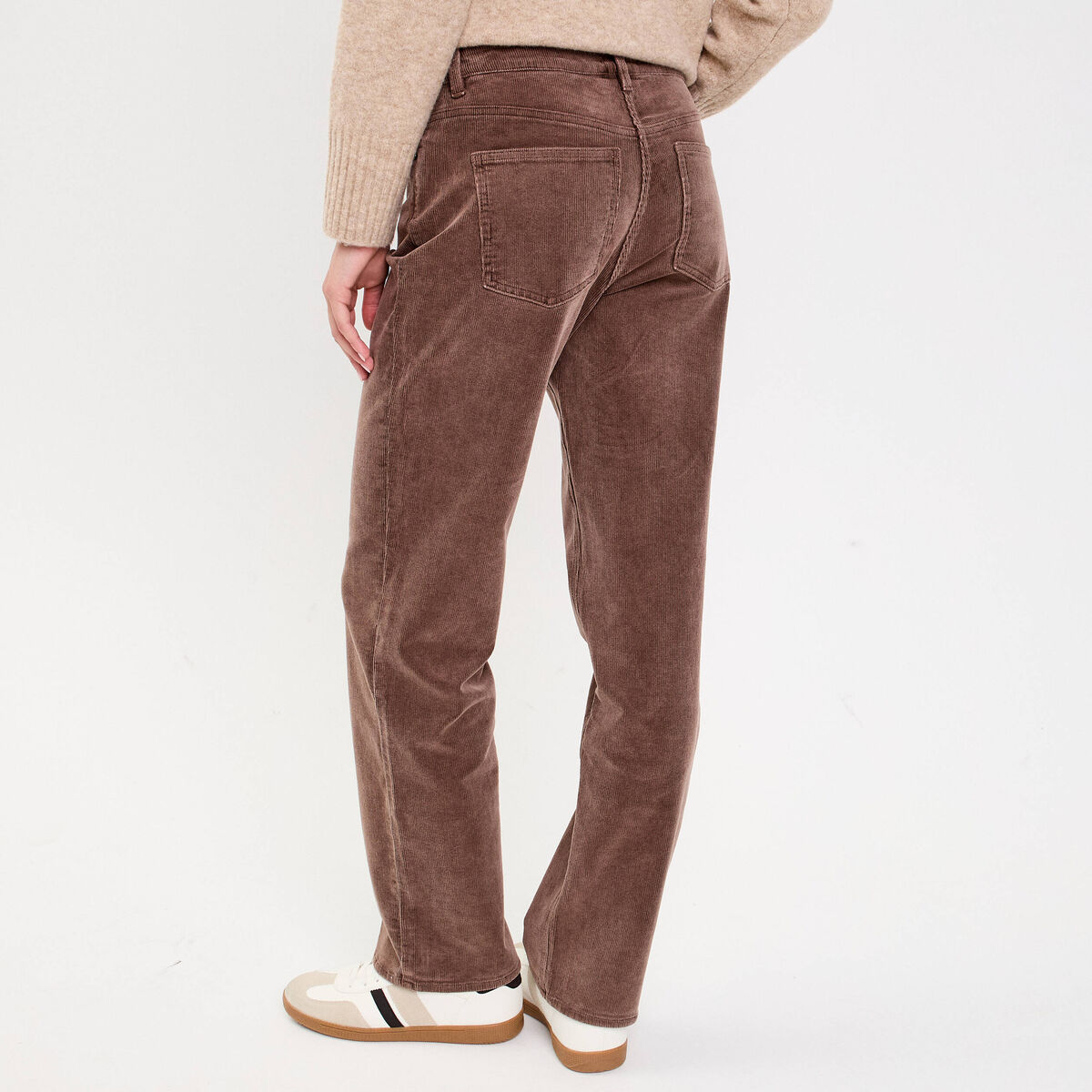 Pantalon droit en velours jaune femme