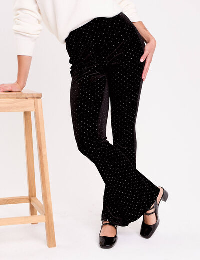 Pantalon bootcut en velours noir femme