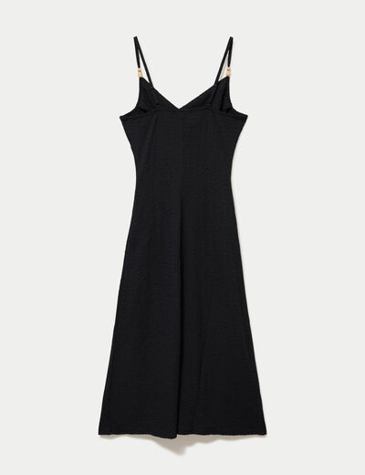 Robe longue droite en maille noir femme