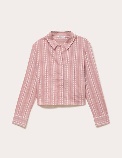 Chemise droite cropped col classique terracotta femme
