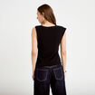 Top asym&eacute;trique d&eacute;tail bijou noir femme