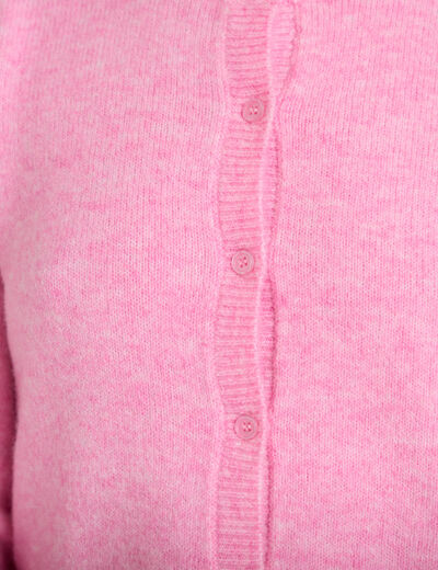 Gilet boutonn&eacute; manches longues rose femme